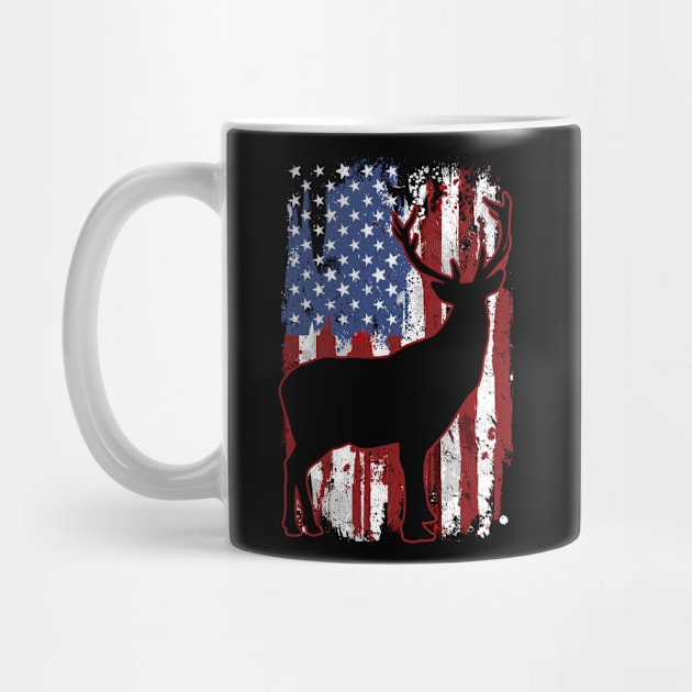 Deer USA Flag Deer Hunting by KAWAIITEE